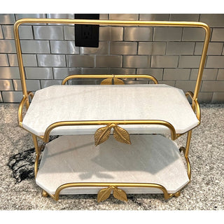 Two Tiered Marble Stand with Gold Leaf Edge - DesignedBy The Boss