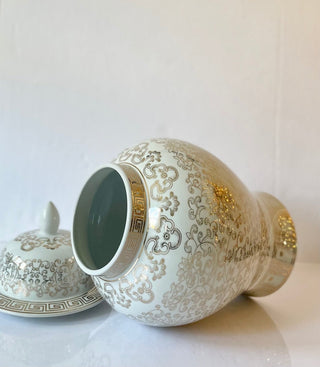 White And Gold Ceramic Ginger Jar - DesignedBy The Boss