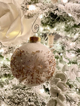 White Beaded Glass Christmas Ornament (Set Of 4) - DesignedBy The Boss