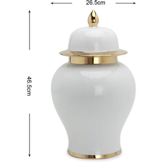 White Ceramic Ginger Jar with Gold Trim - DesignedBy The Boss