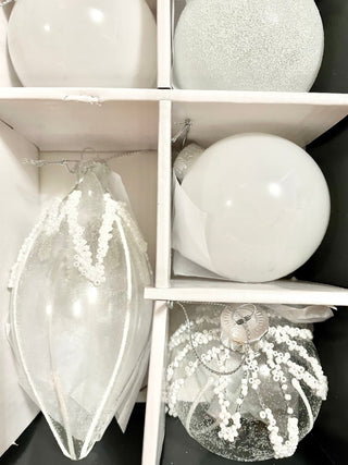 White Glass Christmas Ball ornaments (Set Of 12) - DesignedBy The Boss