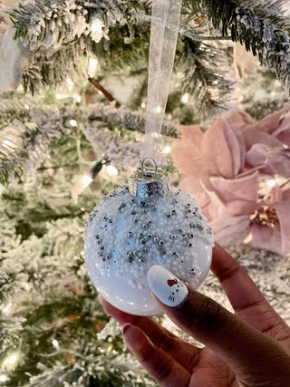 White Glass Ornaments For Holiday Decor - DesignedBy The Boss