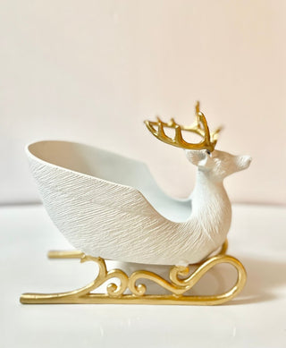 White & Gold Deer Sleigh Wine Bottle Holder-Holiday Displays - DesignedBy The Boss