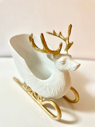 White & Gold Deer Sleigh Wine Bottle Holder-Holiday Displays - DesignedBy The Boss