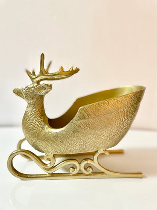 White & Gold Deer Sleigh Wine Bottle Holder-Holiday Displays - DesignedBy The Boss