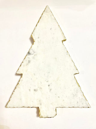 White Marble Holiday Tree Cheese Board with Gold Details - DesignedBy The Boss