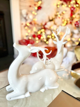 White Modern Deer Holiday Decor ( Set Of 2) - DesignedBy The Boss