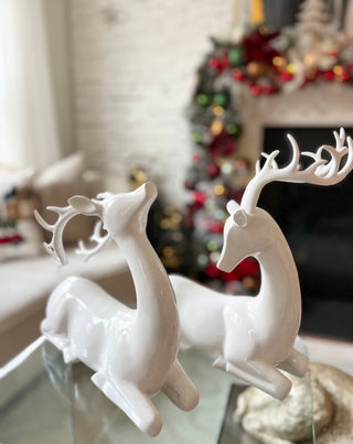 White Modern Deer Holiday Decor ( Set Of 2) - DesignedBy The Boss