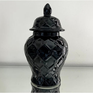 X-Small Black Diamond Patterned Ceramic Ginger Jar - DesignedBy The Boss
