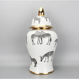 Zebra Print Gold Ceramic Ginger Jar (Two Sizes) - DesignedBy The Boss